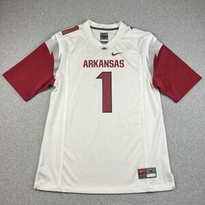 Nike Arkansas Razorbacks Jersey Mens Medium NCAA Football Team #1 White Red